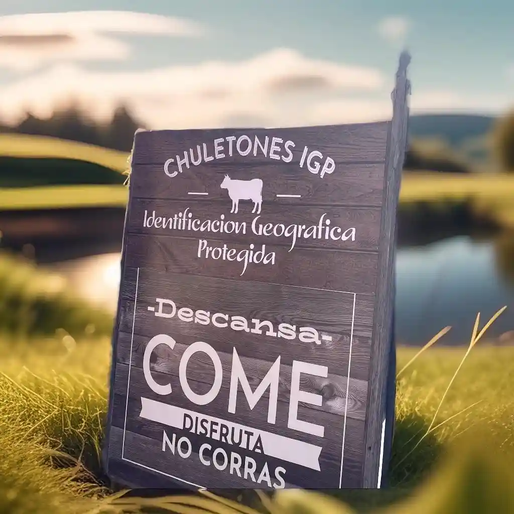 Cartel publicitario de chuletón en el Asador Los Toneles